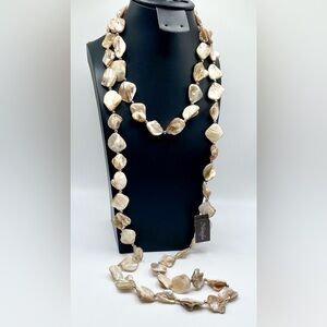 NWT Natasha Mother Of Pearl Shell 58” Strand Necklace Coastal Cruise Beach Boho